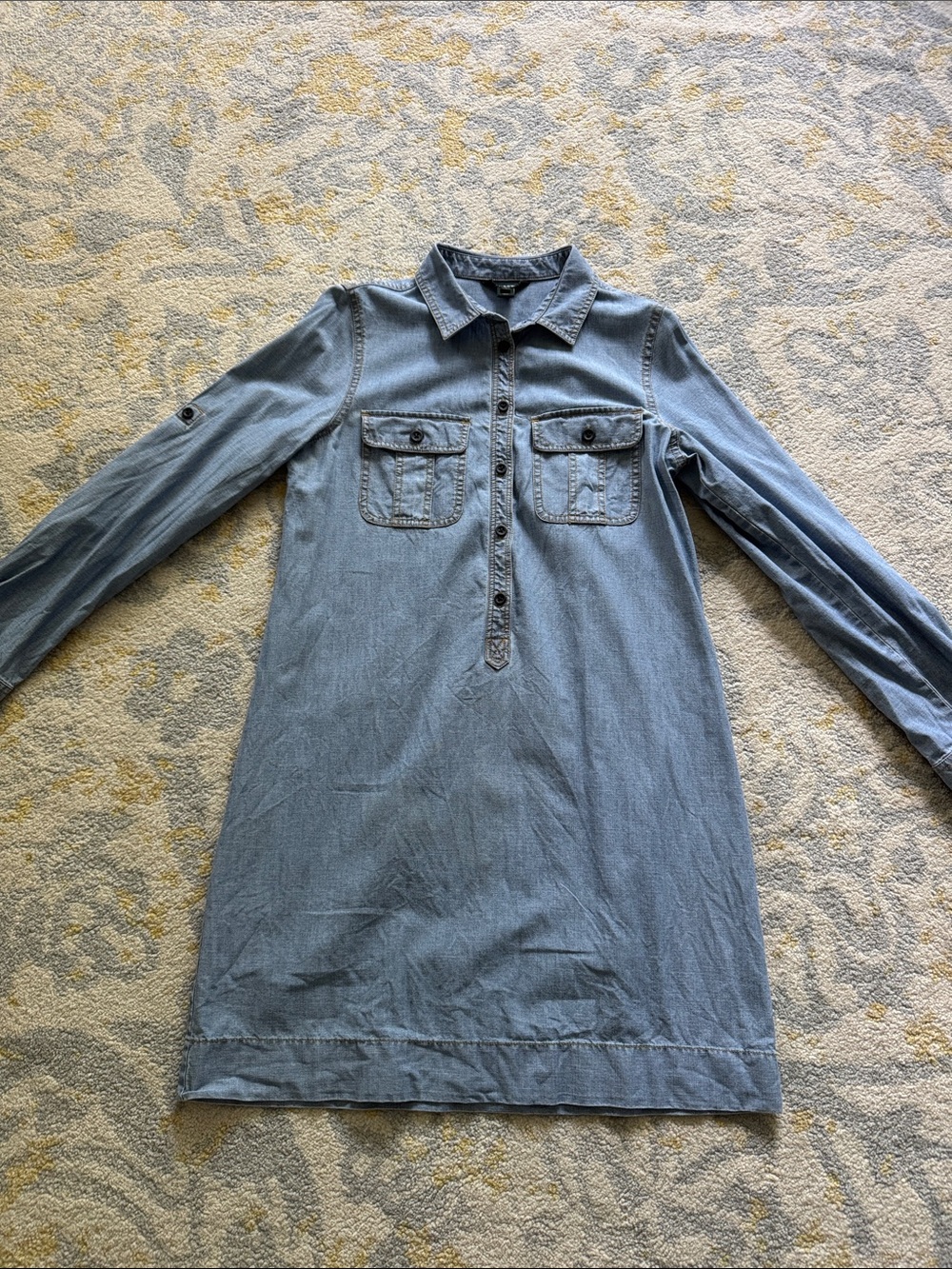 J. Crew Factory Light Blue Denim Shirt Dress